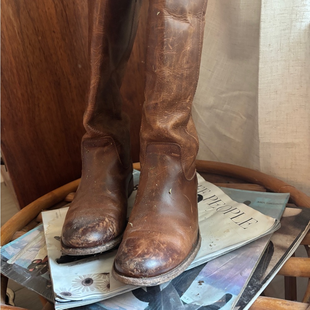 Frye Melissa Button Lug Equestrian-Inspired
Tall Boots Color Cognac SZ 6